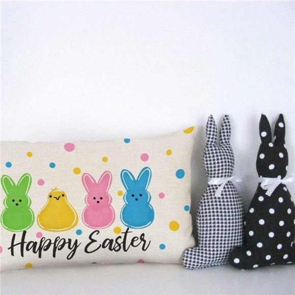 Easter Decorative Throw Pillow Cover Accent Case Farmhouse Cottage Spring Decor - Picture 4 of 6